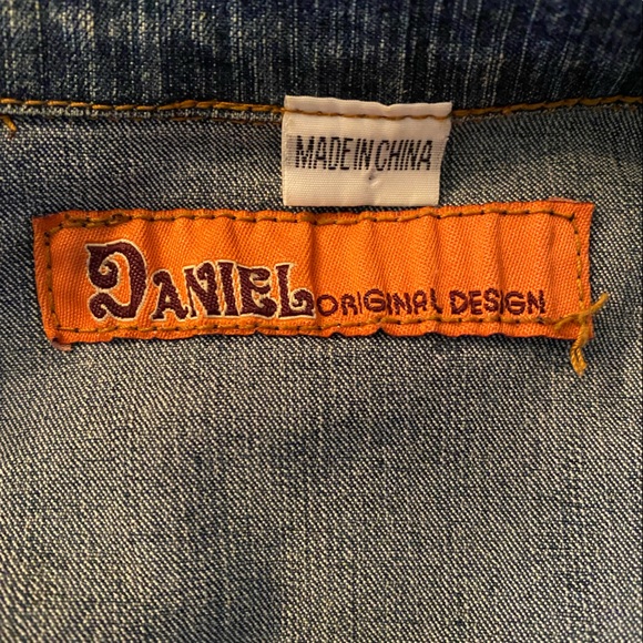 Jeans coat, jacket with flower and butterfly in the back size M - Picture 4 of 10